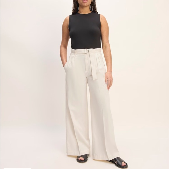 Everlane The Pleated Wide-Leg Chino Bone 10 - Picture 1 of 12